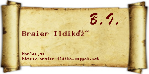 Braier Ildikó névjegykártya