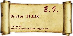 Braier Ildikó névjegykártya